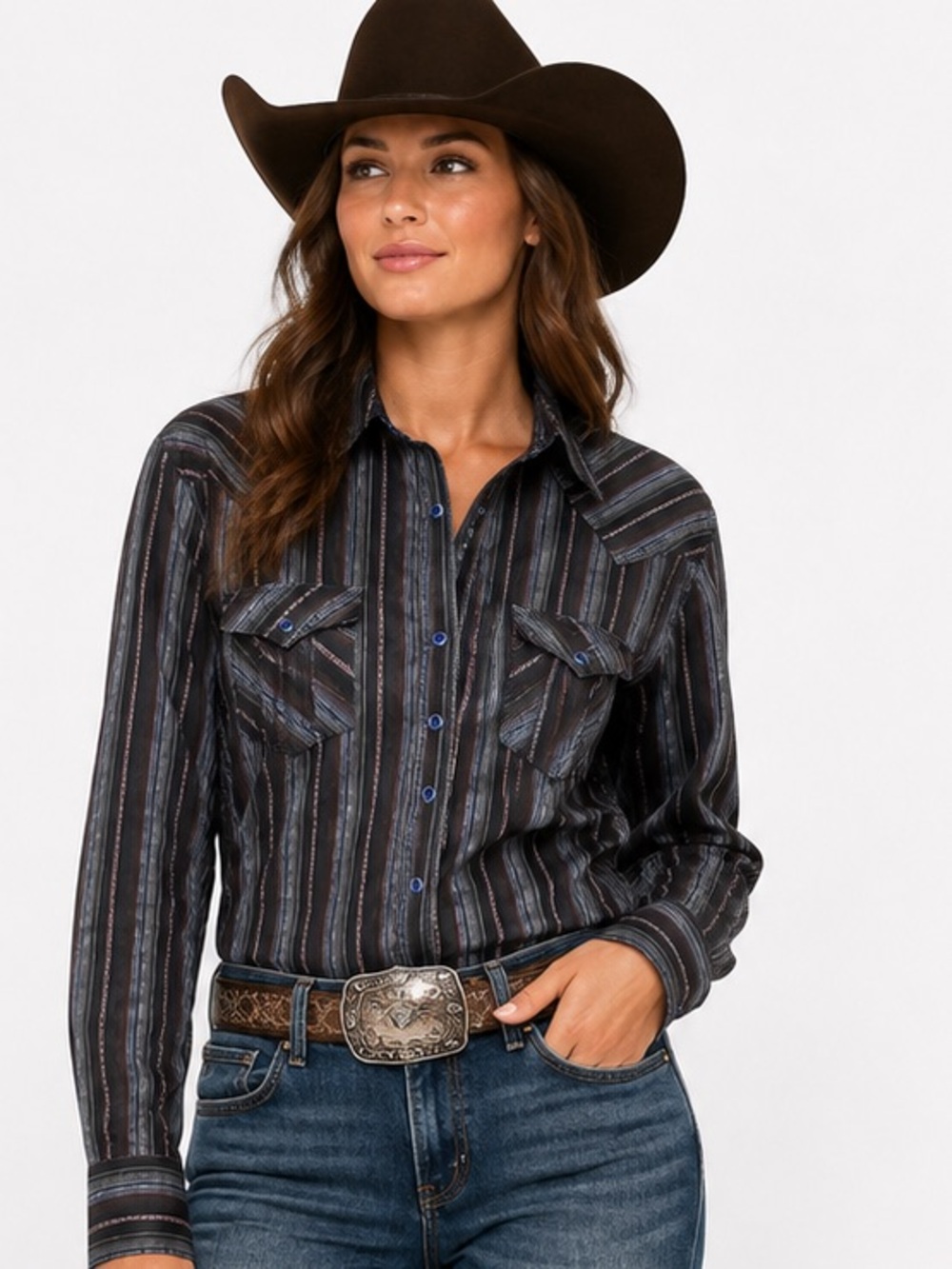 Wrangler Rock 47 Western shirt snap button size XL Women’s